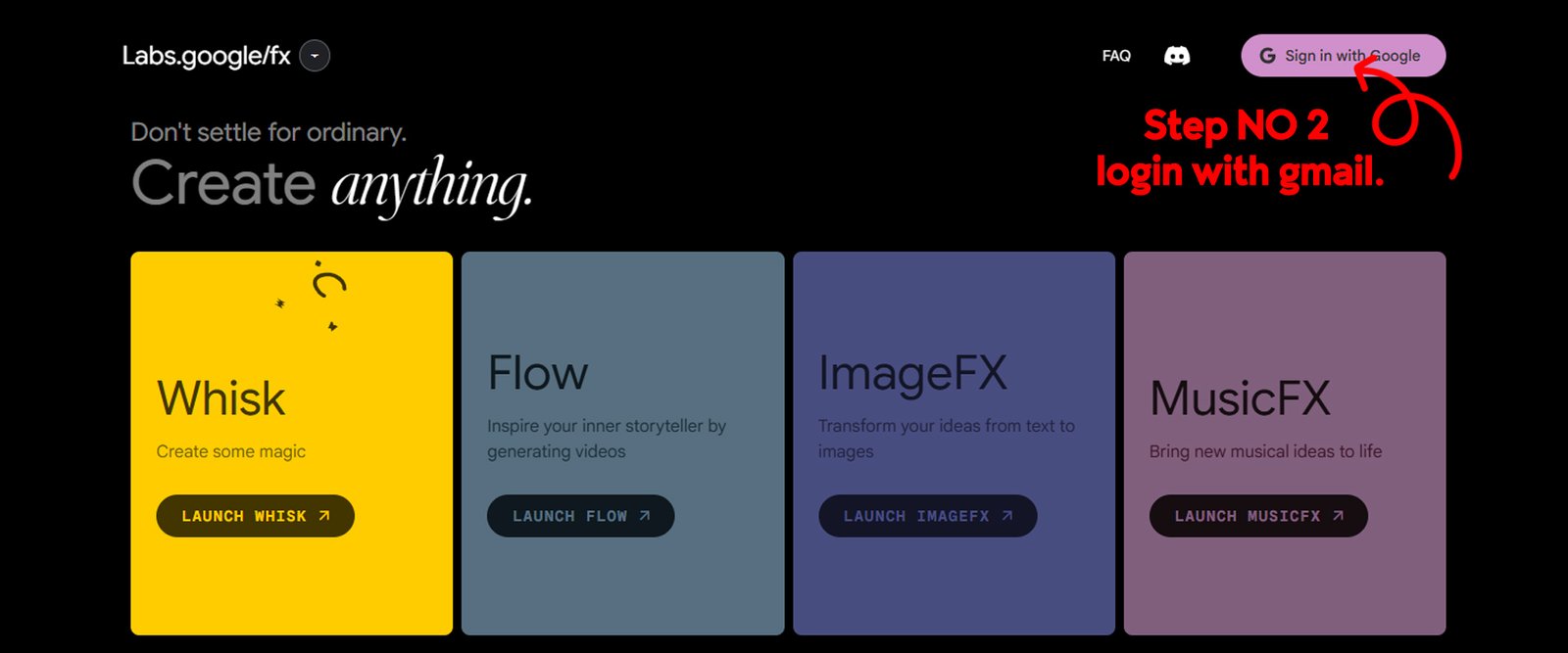 Google Whisk AI login