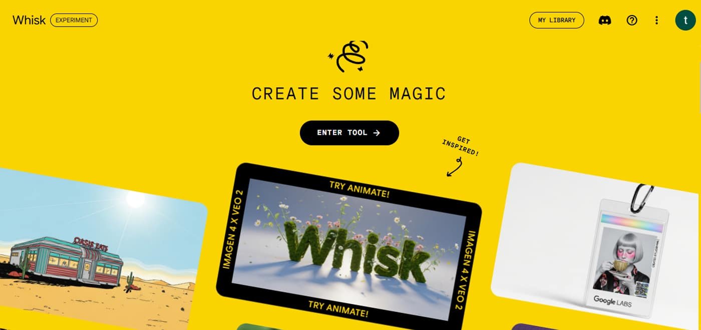 Google Whisk AI interface for AI tools experiments and photorealistic image creation