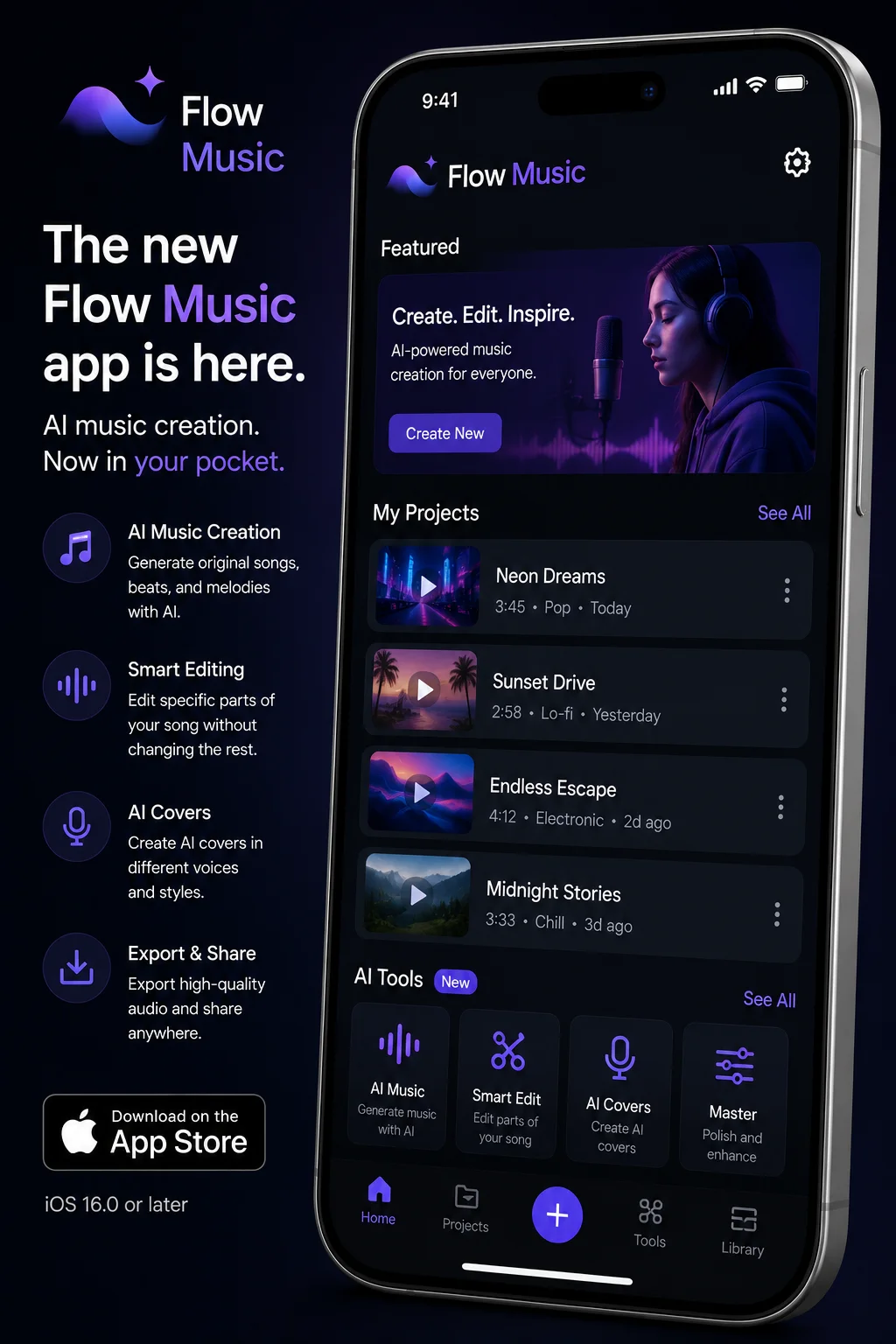 Google Flow Music app on iPhone iOS device
